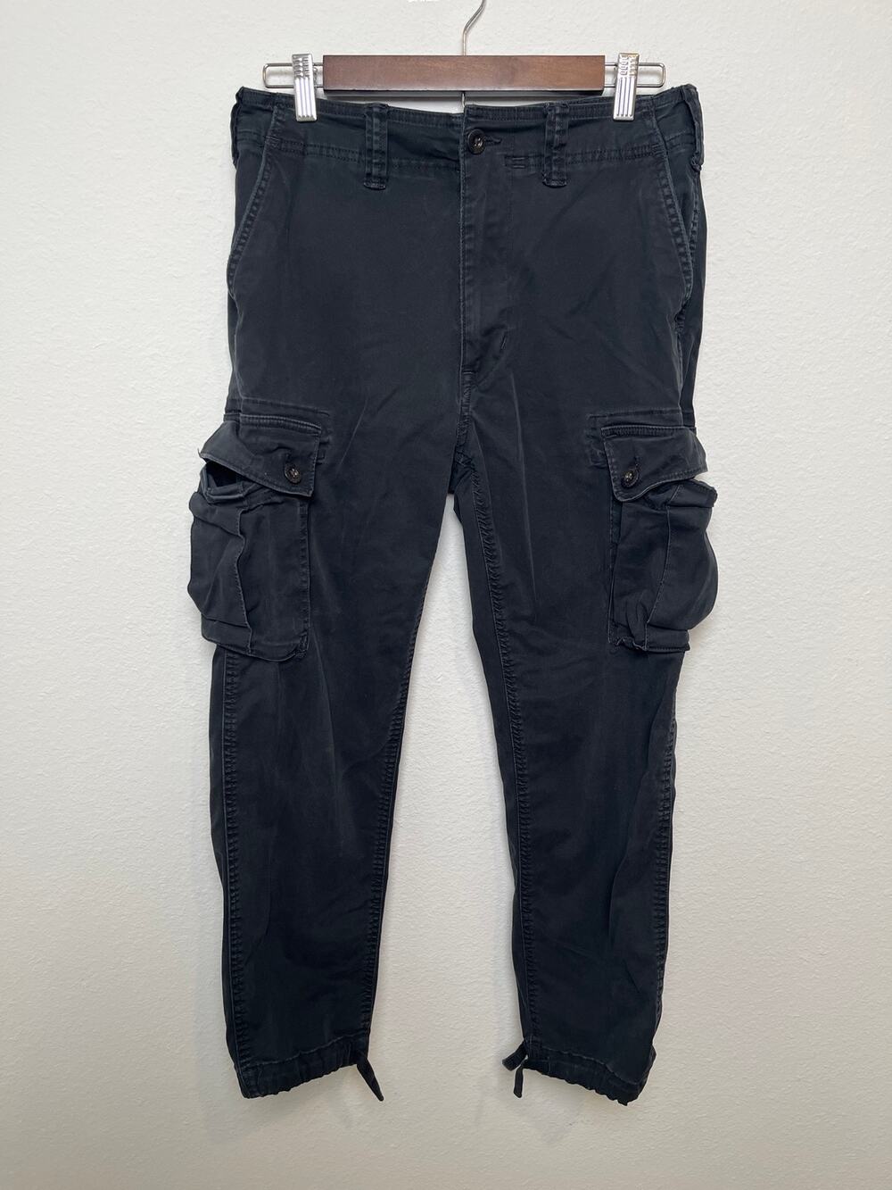 American Eagle Flex Cargo Jogger Pants Black Utility Stretch 28x30 Men’s